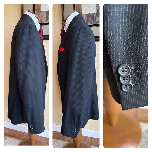Banana Republic Dark Gray Wool 2 Pc Pinstripe Suit Size 42R Slacks W35” L34” - Picture 14 of 16